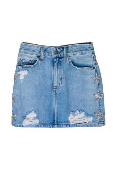 Carmar - Light Wash Distressed Miniskirt w/ Star E