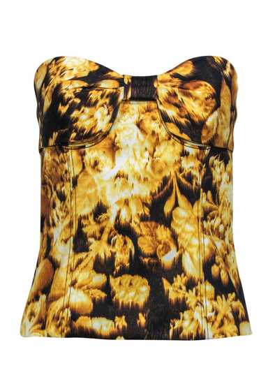 Carolina Herrera - Yellow & Black Floral Print St… - image 1