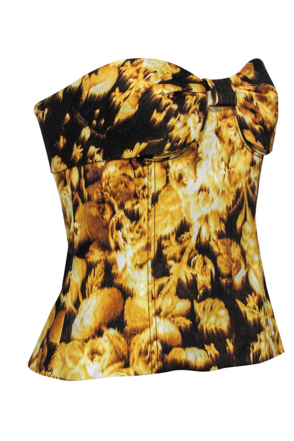 Carolina Herrera - Yellow & Black Floral Print St… - image 2