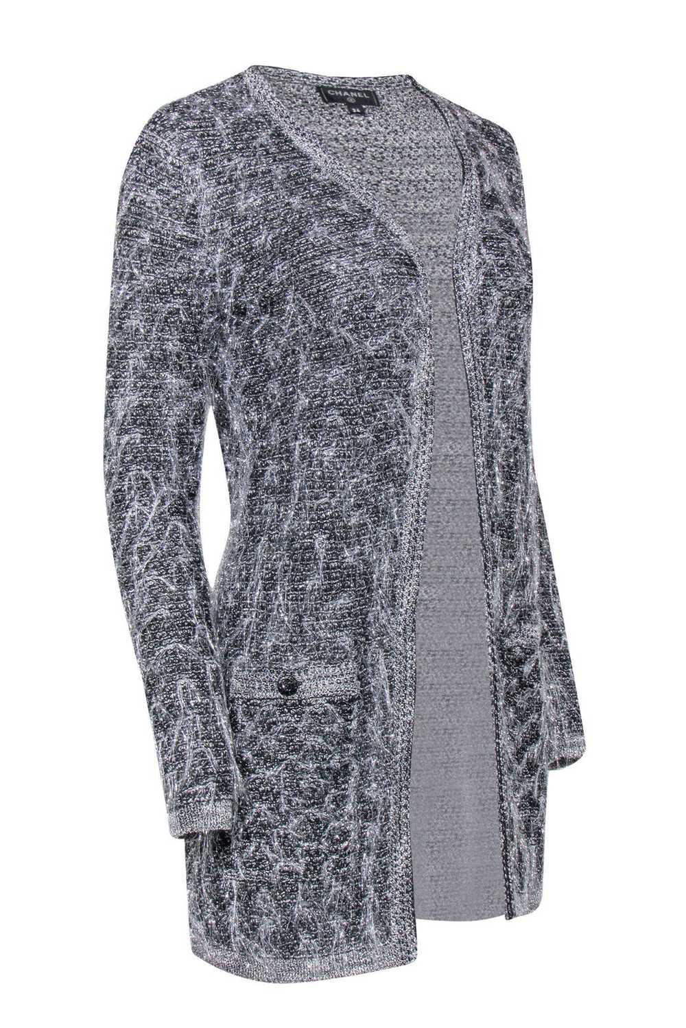 Chanel - Black & Silver Metallic Streamer Knit Ca… - image 2