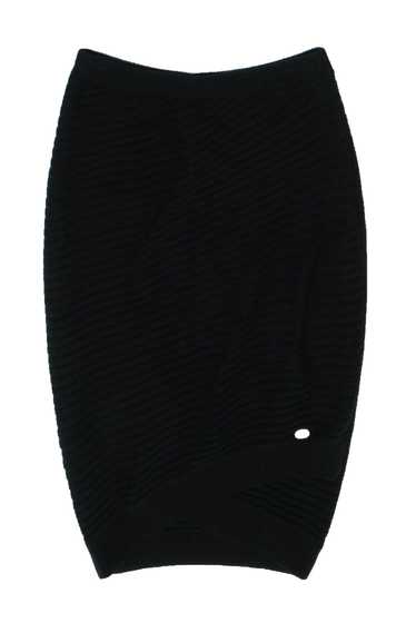 Ribbed Knit Pencil Skirt - Black