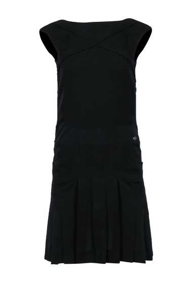Chanel - Black Silk Drop-Waist Sleeveless Dress w/