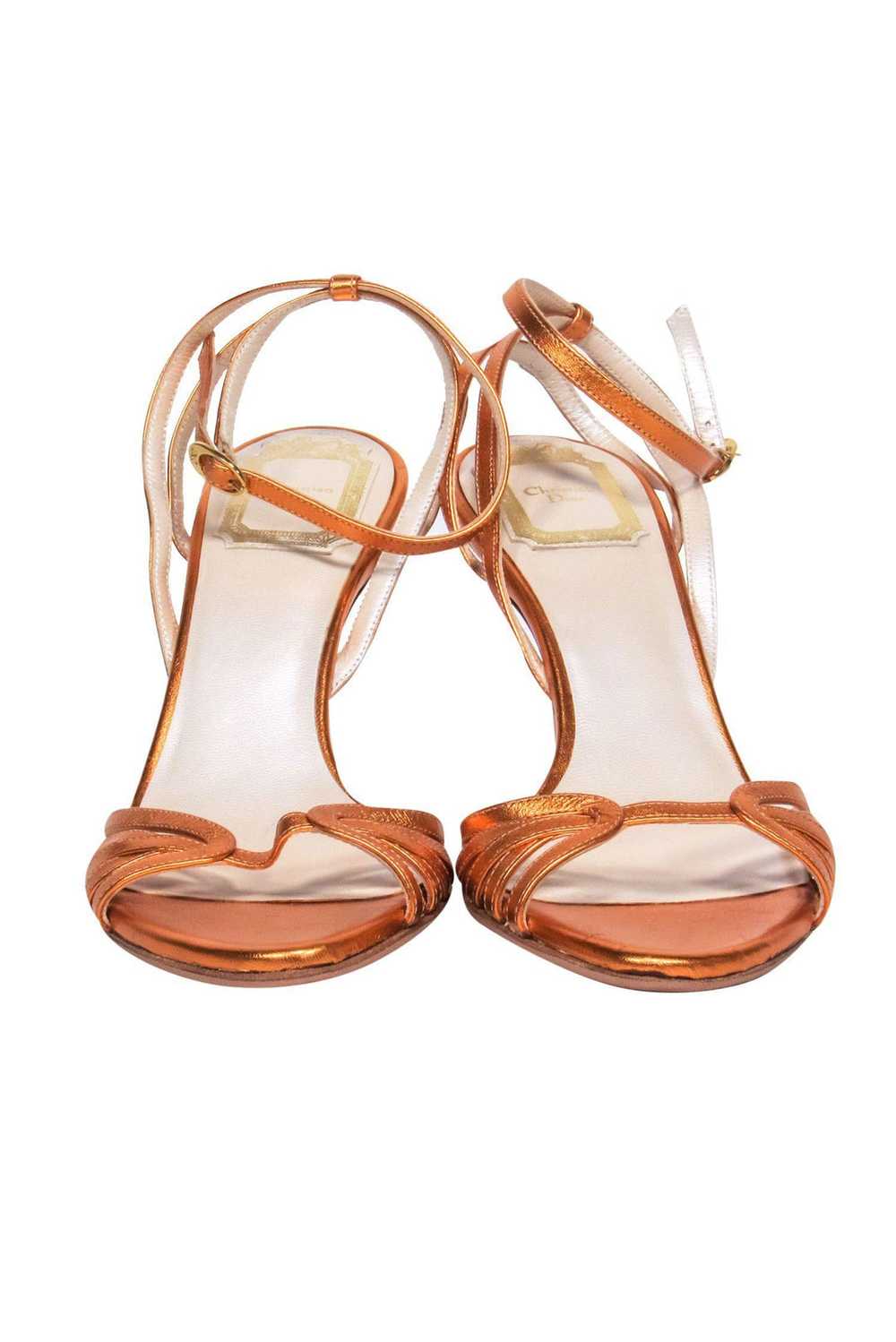 Christian Dior - Orange Metallic Strappy Pumps Sz… - image 2