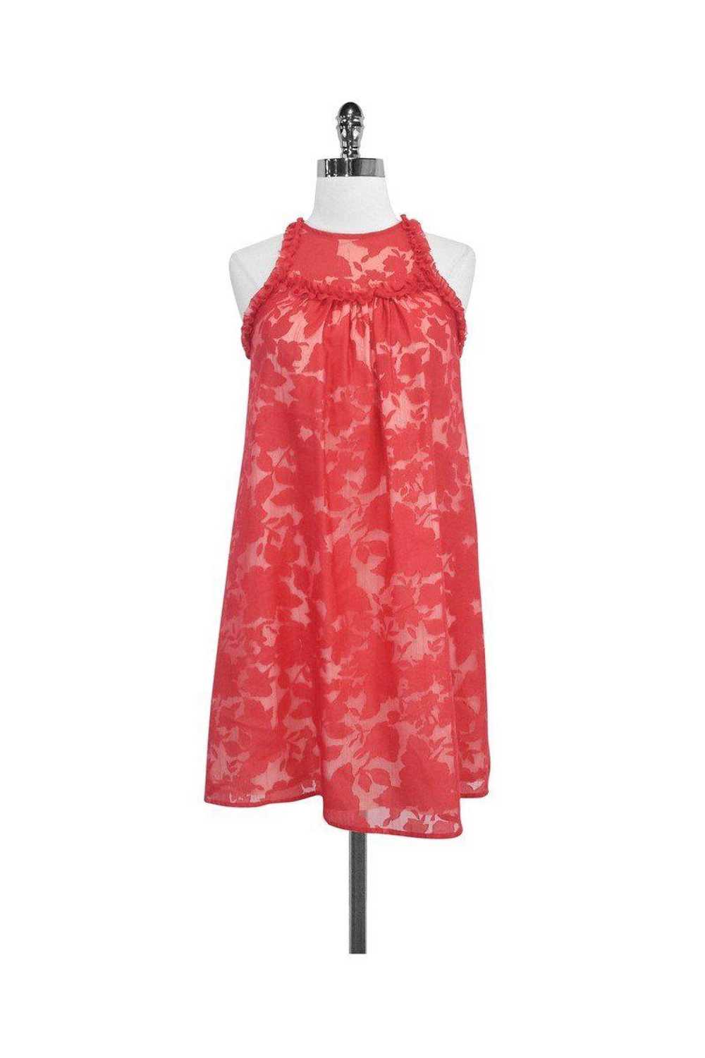 Christopher Deane - Red Floral Print Lace Dress S… - image 1
