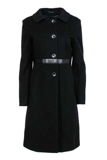 Cinzia Rocca - Black Wool Overcoat w/ Leather Tri… - image 1