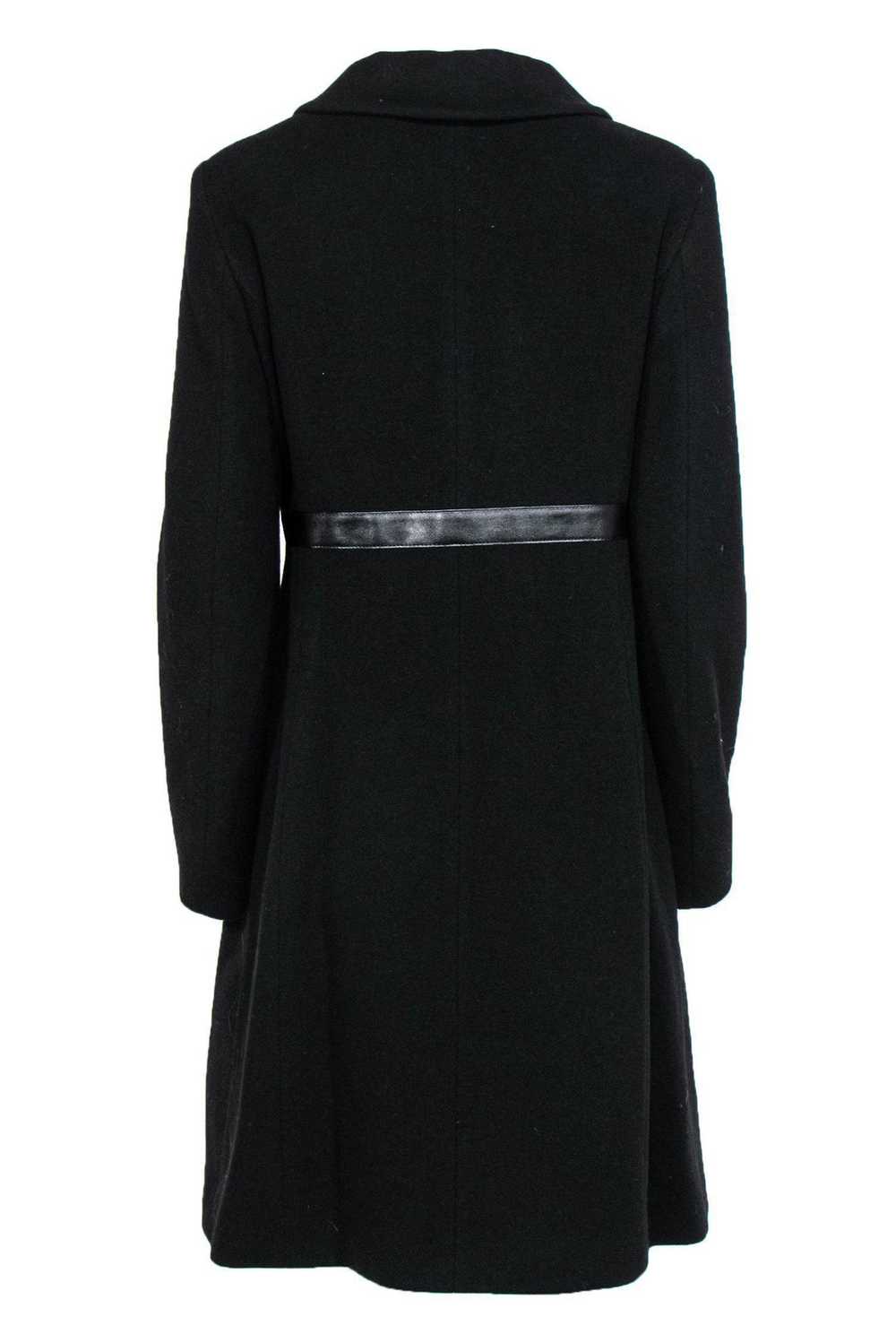 Cinzia Rocca - Black Wool Overcoat w/ Leather Tri… - image 3