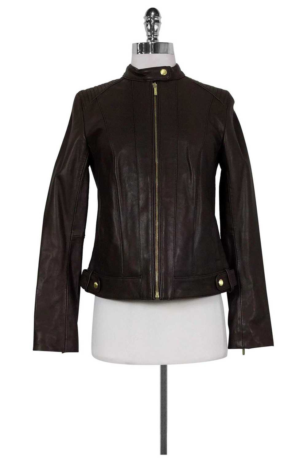 Cole Haan - Brown Leather Zip Jacket Sz S - image 1