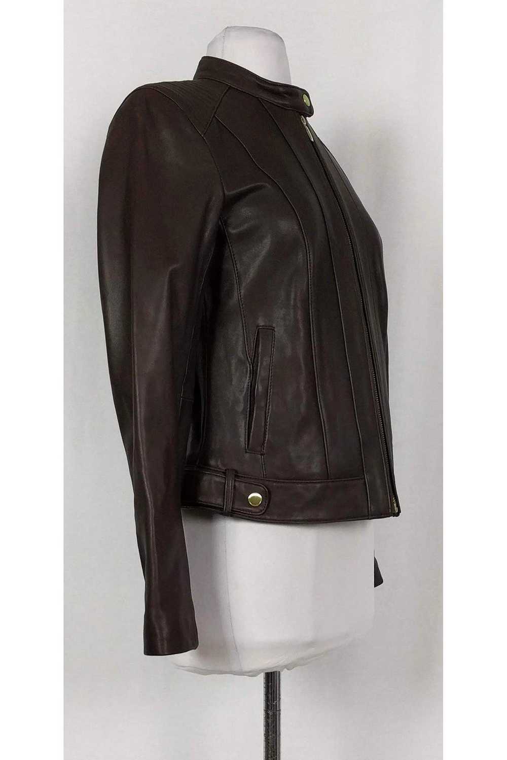 Cole Haan - Brown Leather Zip Jacket Sz S - image 2