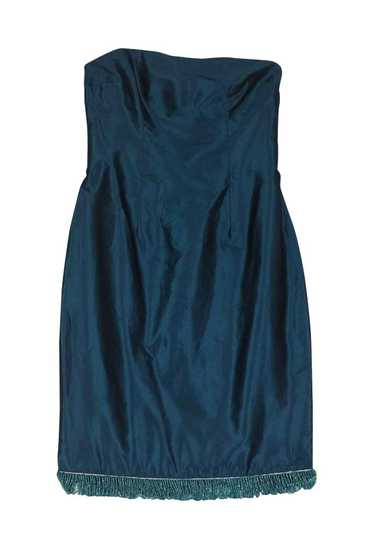 Cynthia Rowley - Metallic Teal Blue Strapless Dres