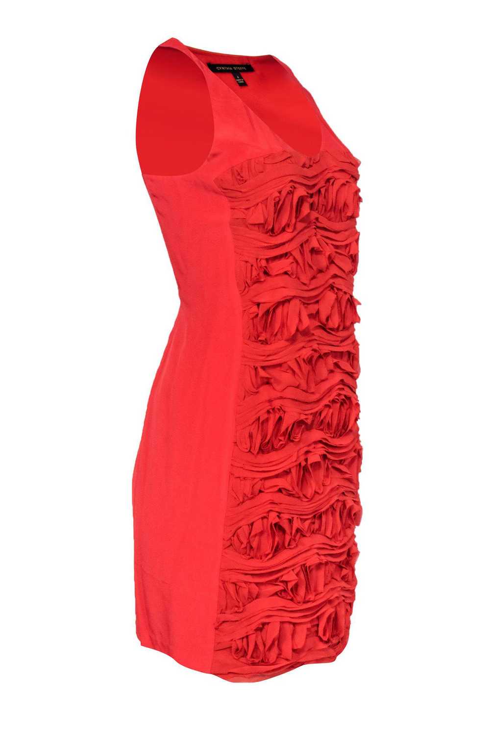 Cynthia Steffe - Coral & Orange Floral Ruffle Dre… - image 2