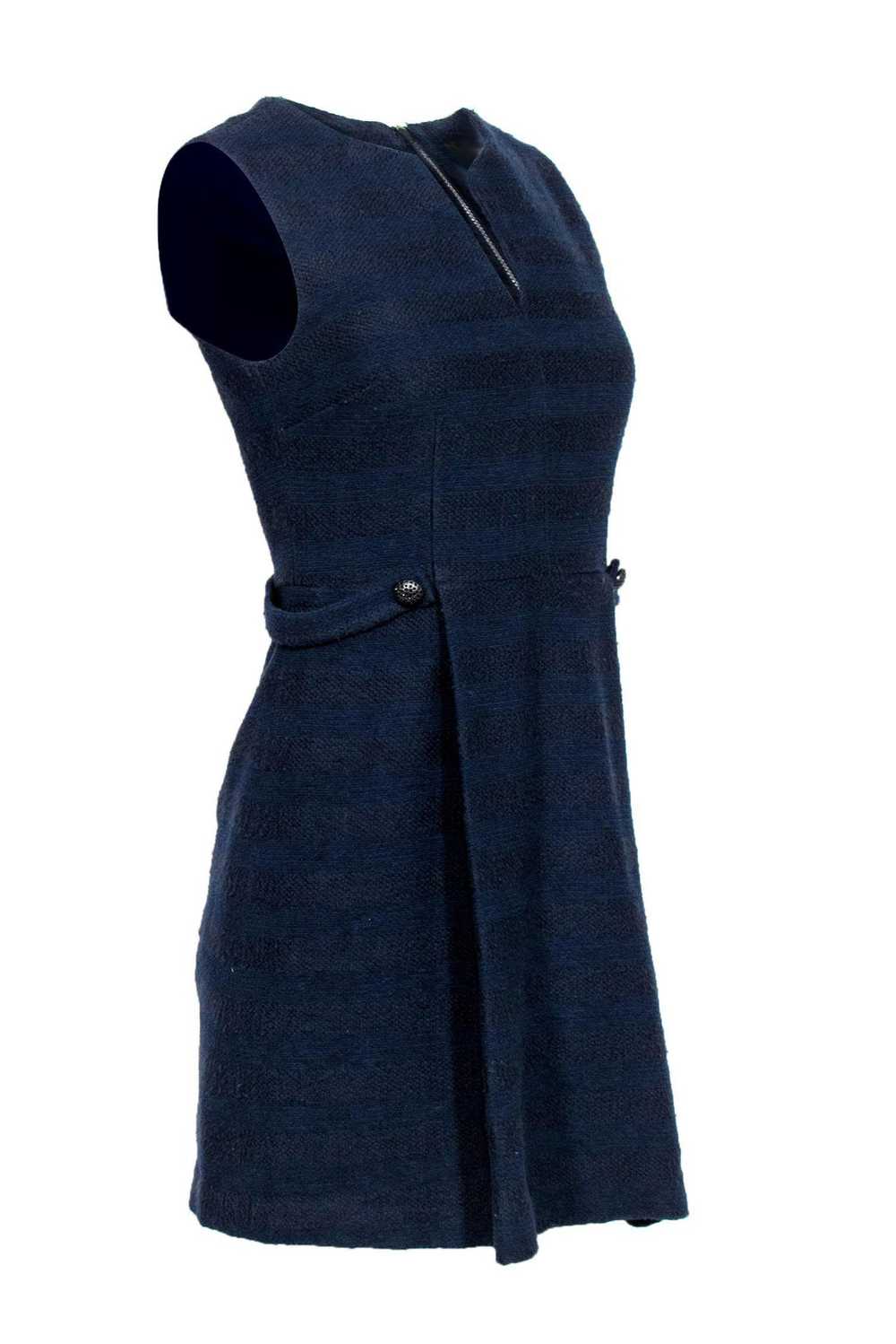 Cynthia Steffe - Navy Striped Tweed A-Line Dress … - image 2