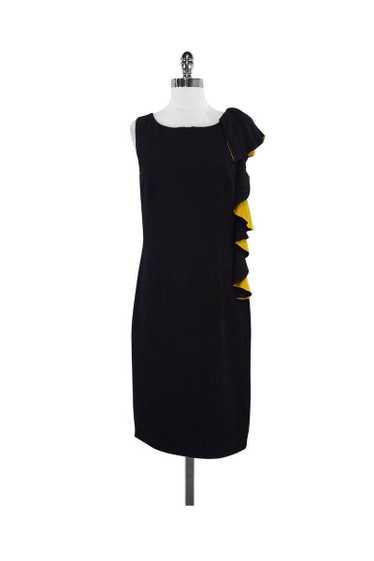 D. Exterior - Black & Yellow Ruffle Sleeveless Dre