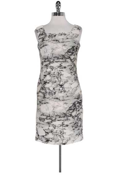 D. Exterior - White & Grey Marble Print Dress Sz S