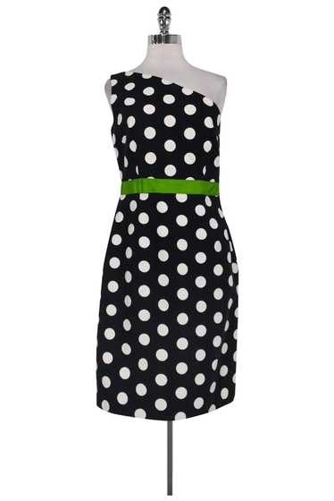 David Meister - Polka Dot One Shoulder Dress Sz 6