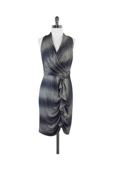 David Meister - Silver Metallic Sleeveless Dress S