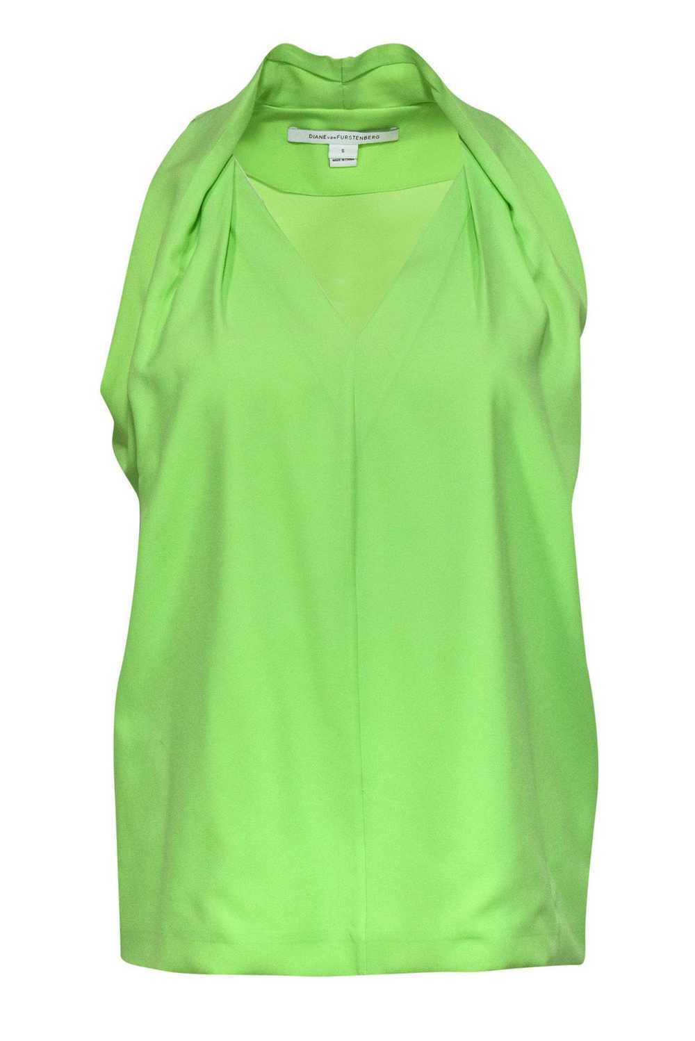 Diane von Furstenberg - Bright Lime Green Draped … - image 1