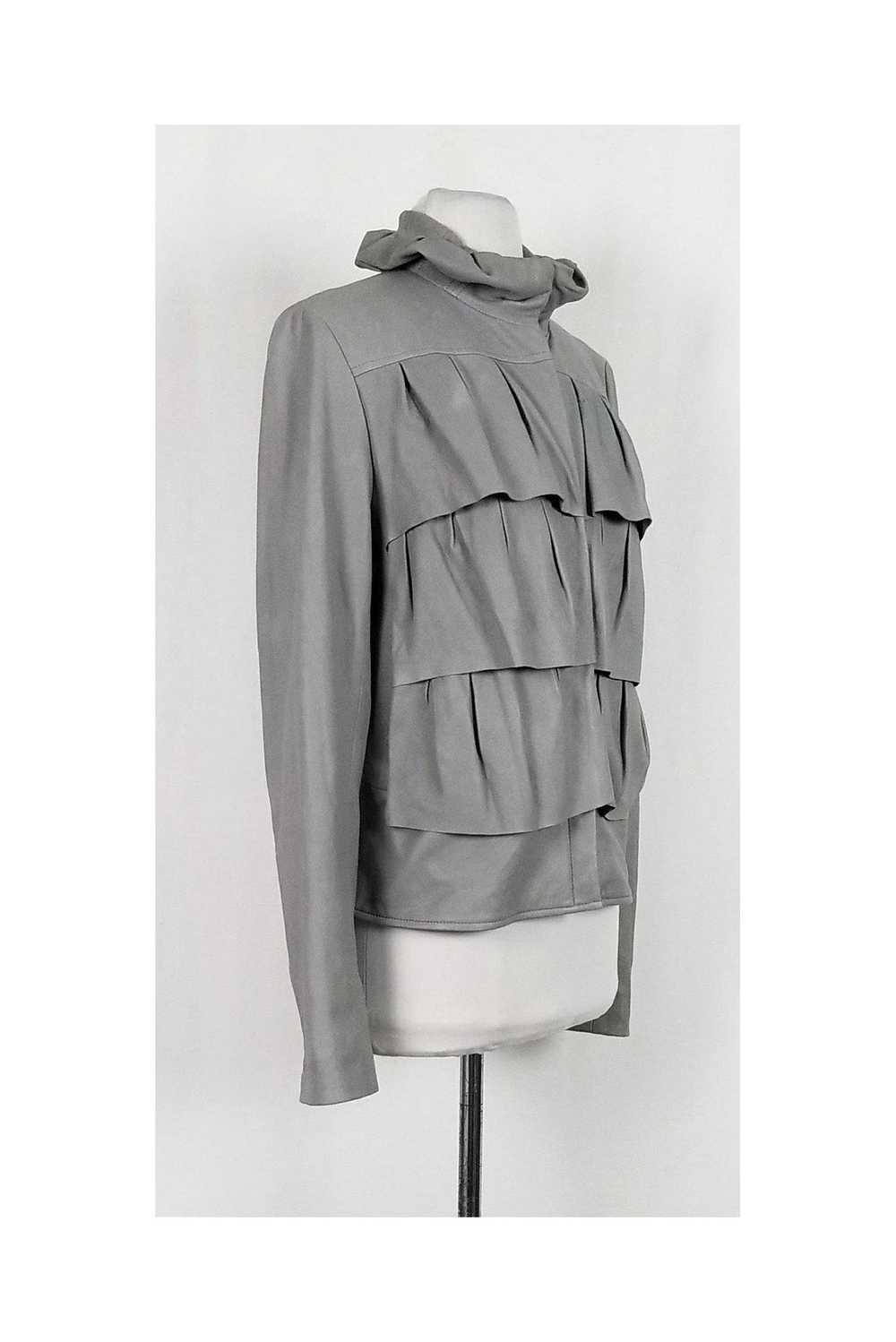 Diane von Furstenberg - Grey Leather Jacket Sz 10 - image 2