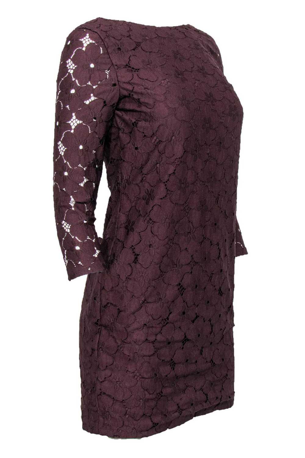 Diane von Furstenberg - Maroon Floral Lace Fitted… - image 2