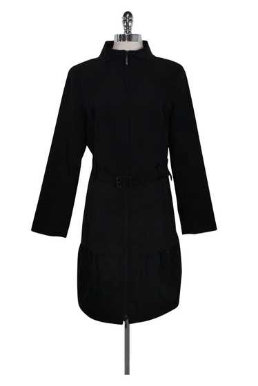Doncaster - Black Trench Coat w/ Ruffle Sz 14
