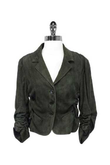 Donna Karan - Olive Green Suede Cropped Blazer Sz 