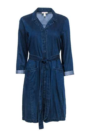 Eileen Fisher - Dark Wash Chambray Button-Up Long… - image 1