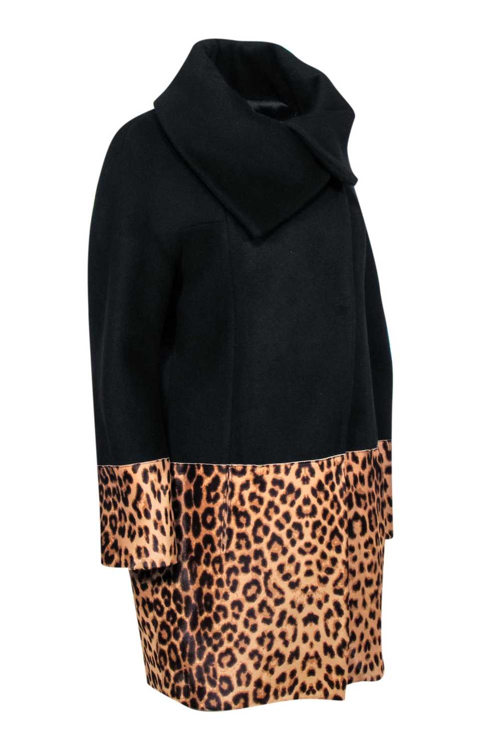 Elie Tahari - Black & Leopard Print Wool blend Co… - image 2