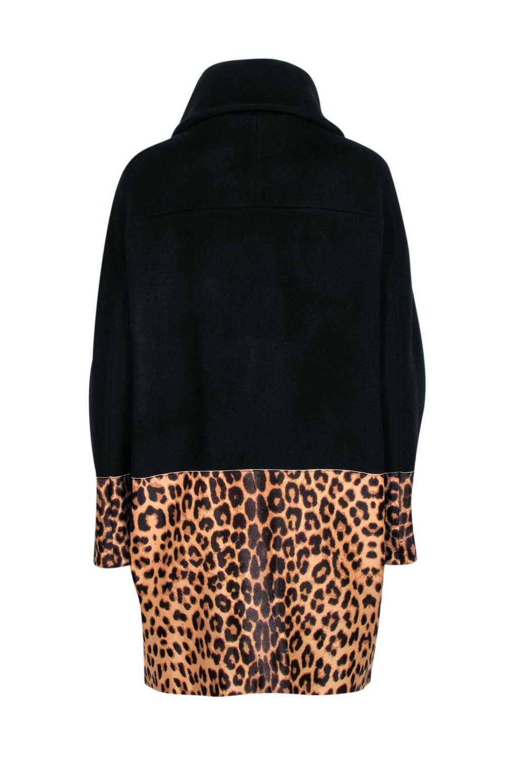 Elie Tahari - Black & Leopard Print Wool blend Co… - image 3