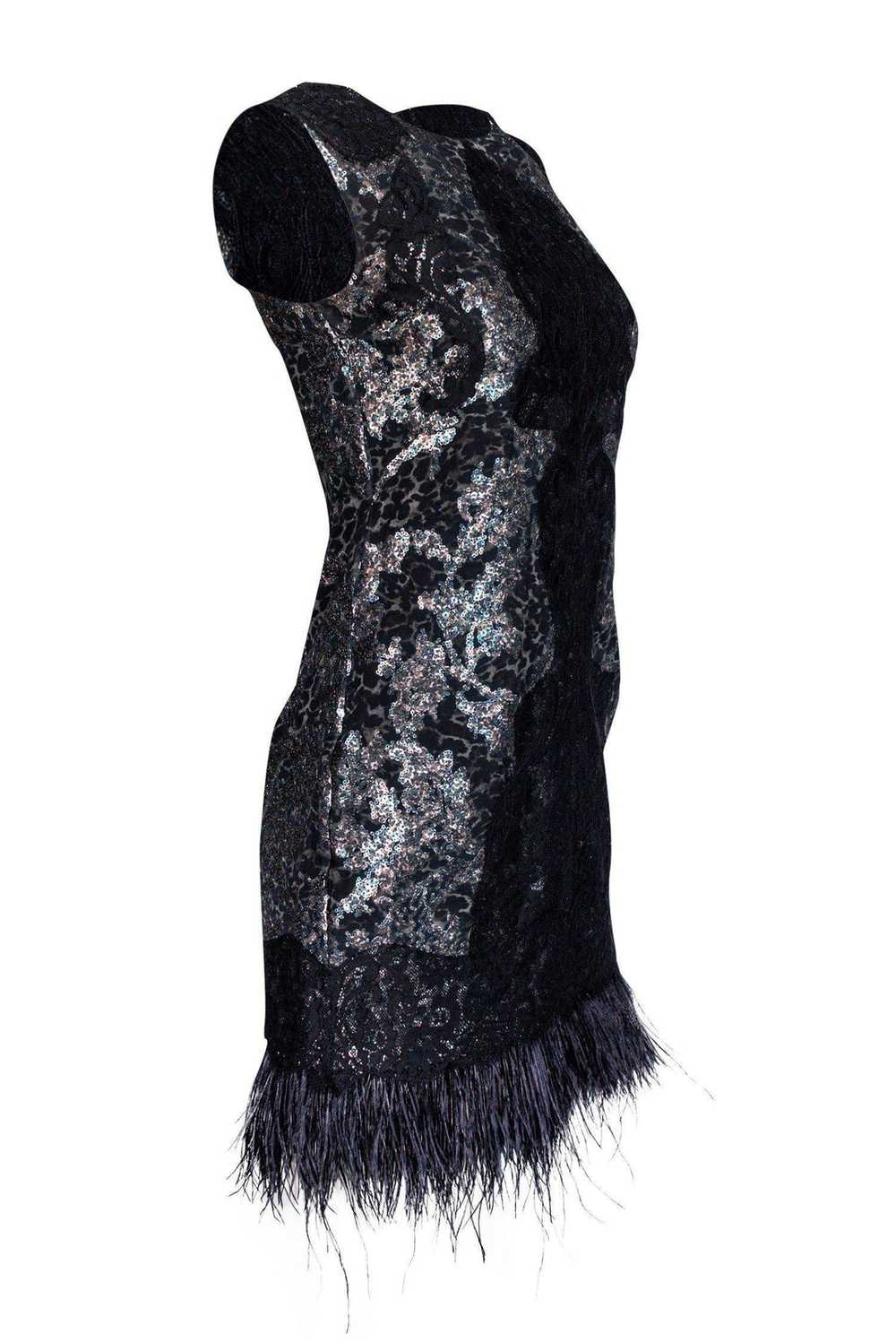 Elie Tahari - Black Lace, Animal Print & Feather … - image 2