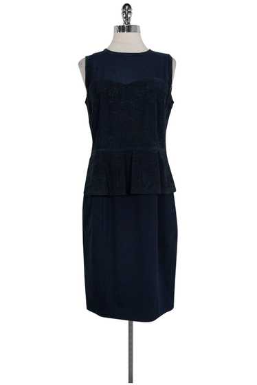 Elie Tahari - Blue Aviva Cutwork Peplum Dress Sz … - image 1