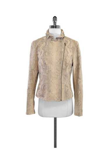 Elie Tahari - Celine Snakeskin Embossed Suede Moto