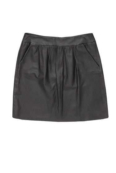 Elie Tahari - Dark Brown Leather Flare Skirt Sz 10