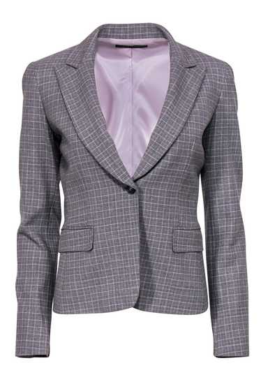 Elie Tahari - Grey & Lilac Checkered Plaid Blazer 