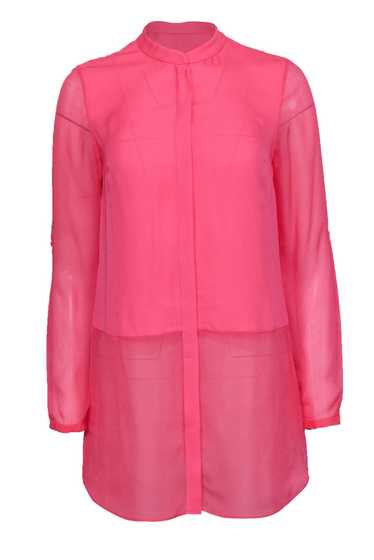Elie Tahari - Hot Pink Button-Up Silk Blouse w/ S… - image 1