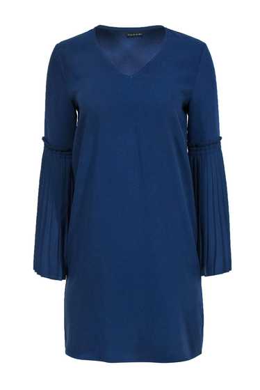 Elie Tahari - Navy Pleated Bell Sleeve Shift Dres… - image 1