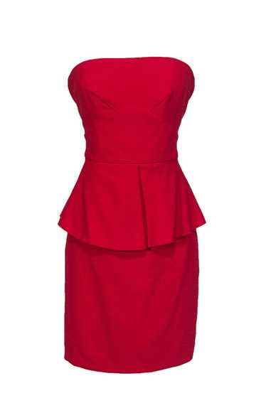 Elizabeth & James - Red Strapless Peplum Bodycon S