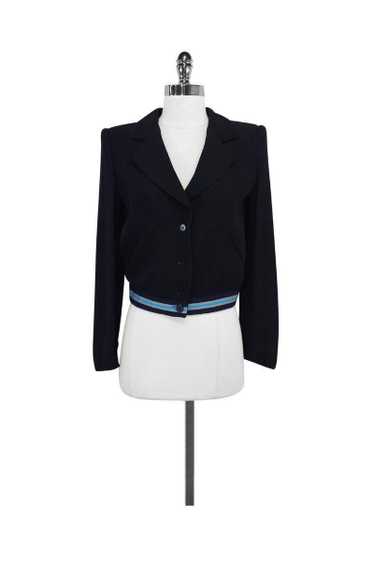 Emporio Armani - Black & Striped Knit Trim Blazer 