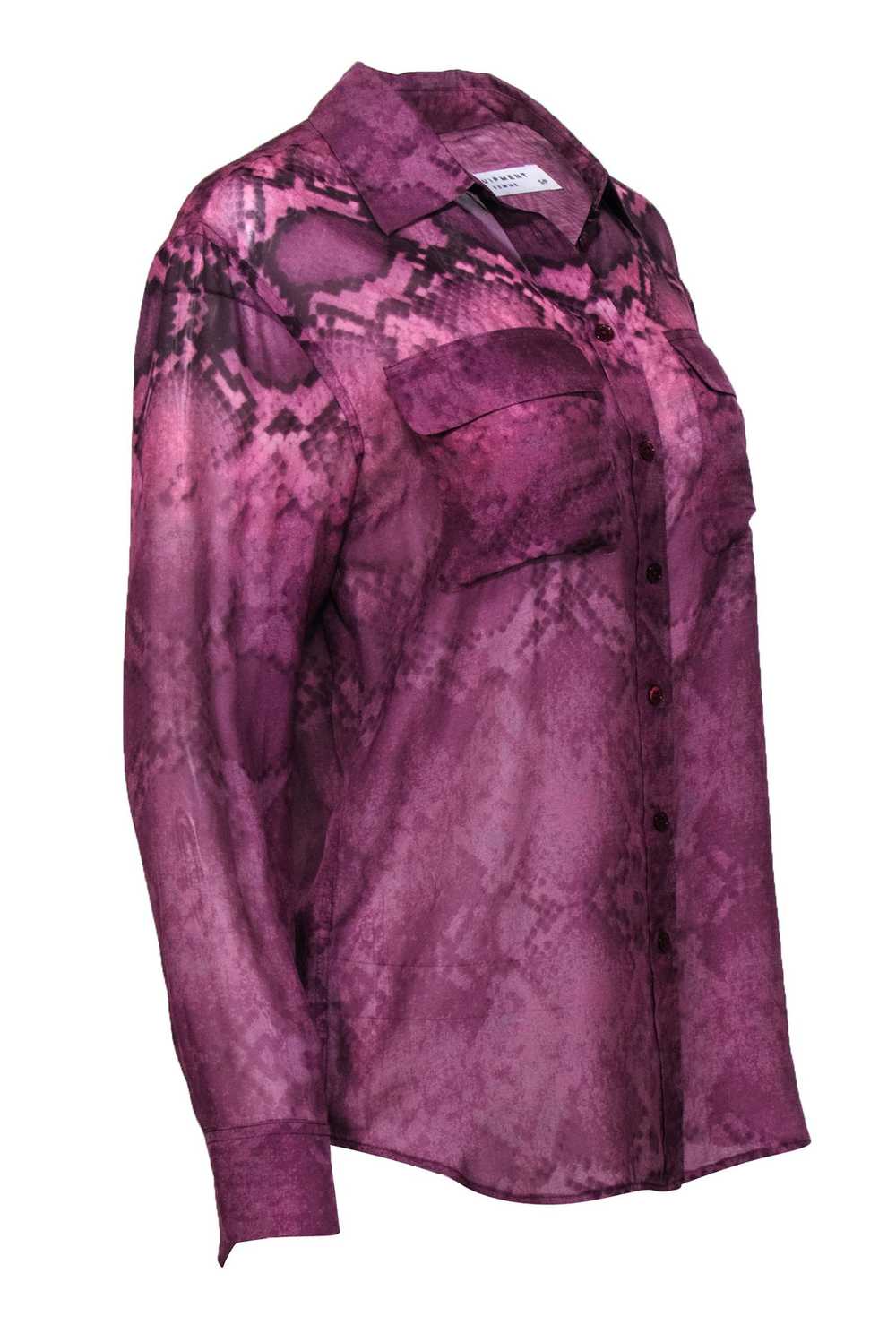 Equipment - Purple Snakeskin Print Button-Up Silk… - image 2