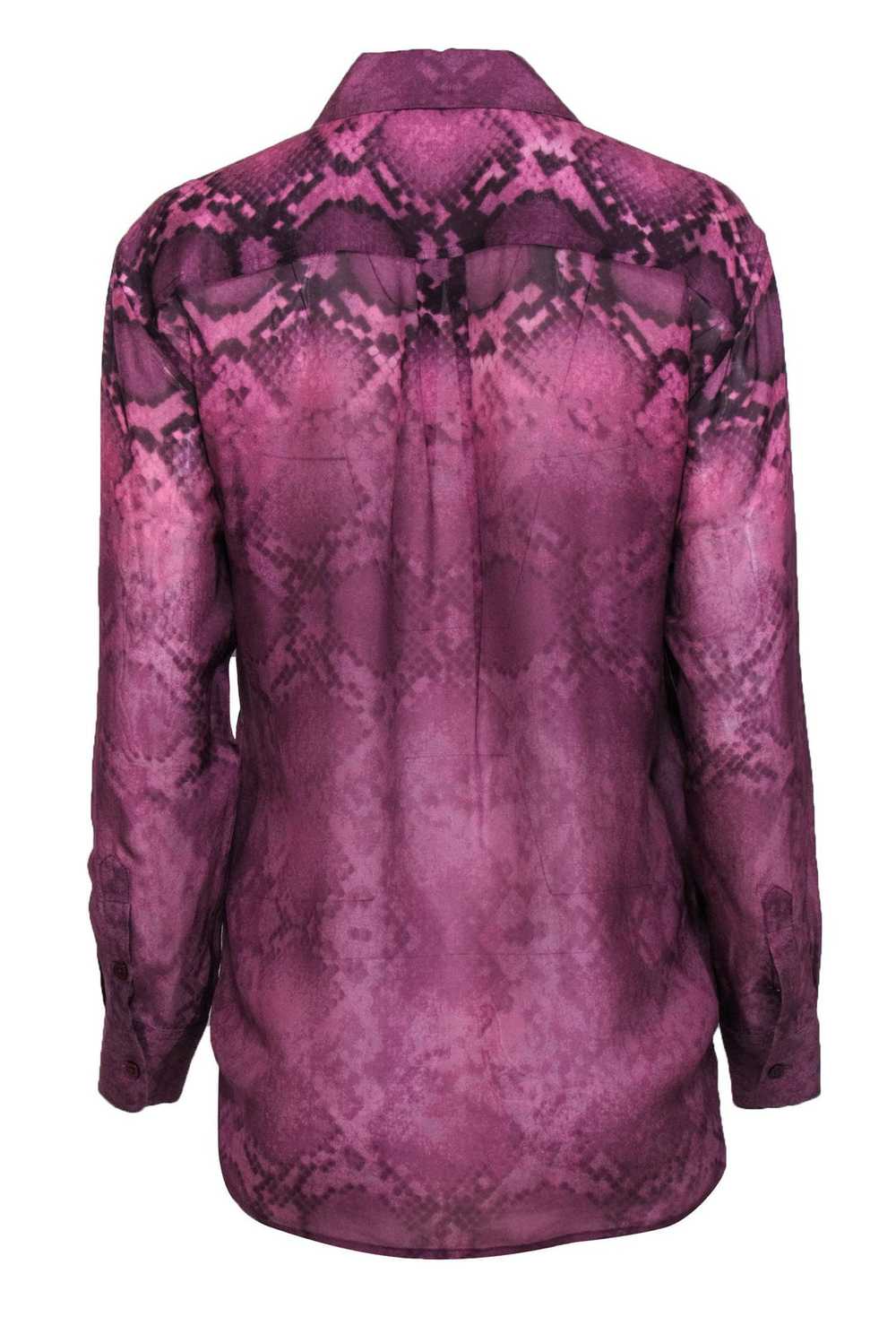 Equipment - Purple Snakeskin Print Button-Up Silk… - image 3