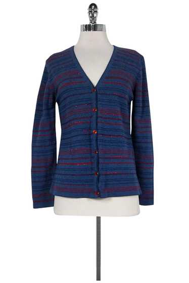 Escada - Blue & Red Beaded Cardigan Sz 8