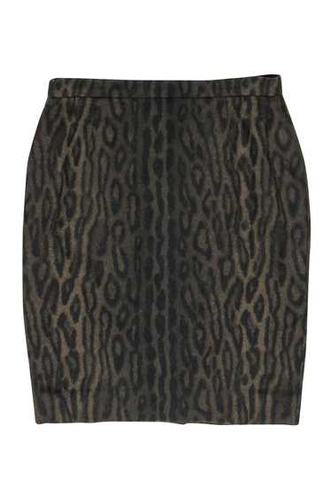 Escada - Olive & Black Leopard Print Wool Blend Pe