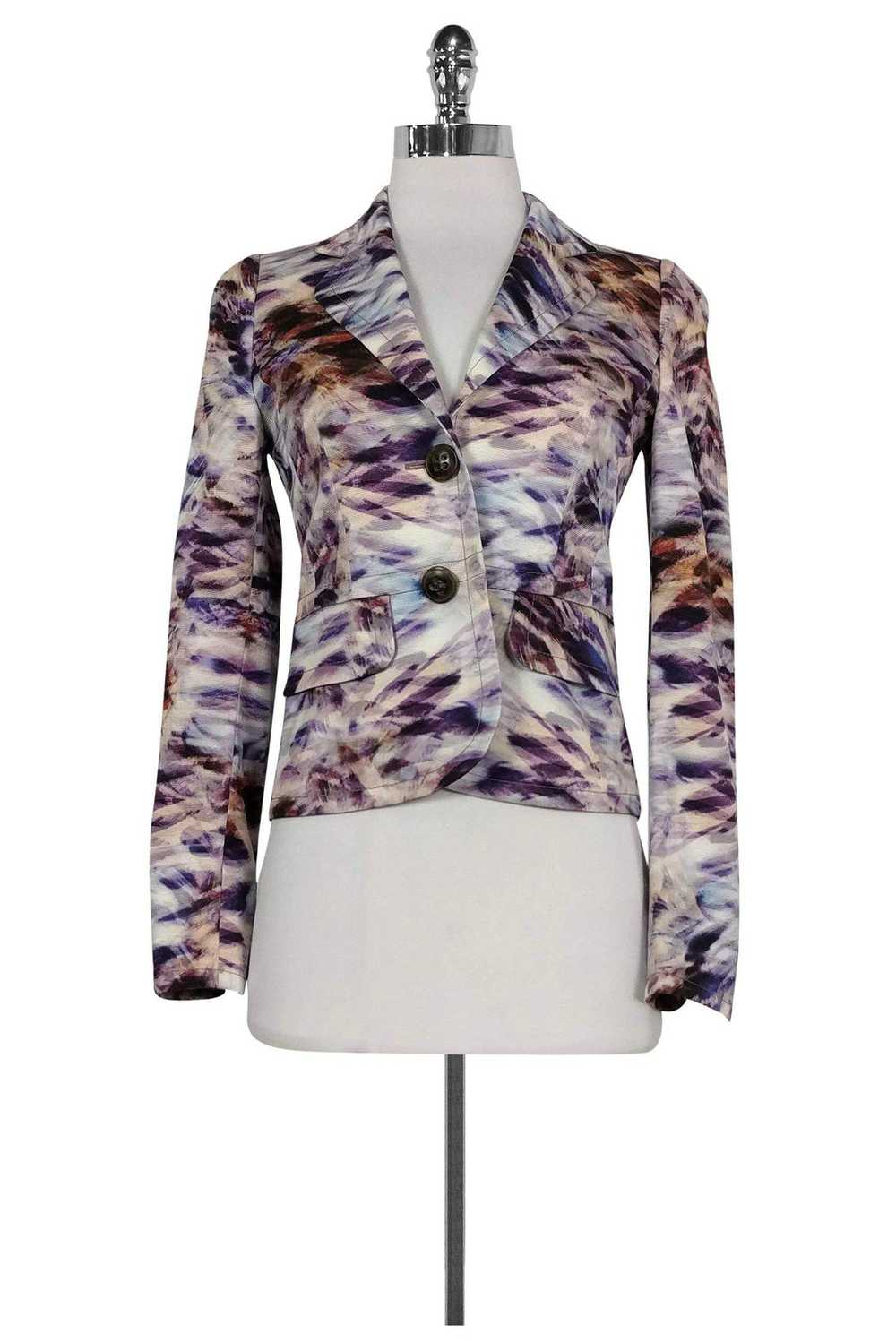 Escada - Purple Printed Blazer Sz 2 - image 1