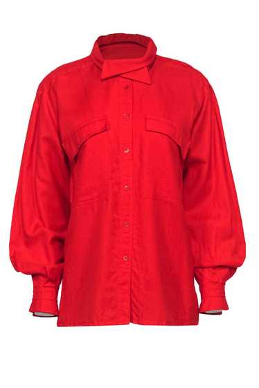 Escada - Red Long Sleeve Button-Up Cotton Blouse S
