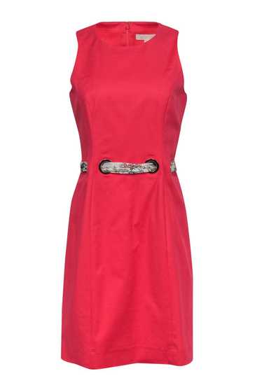 Etcetera - Bright Coral Sheath Dress w/ Scarf Wais