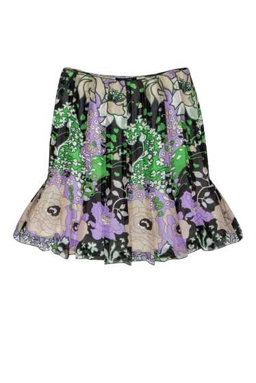 Etcetera - Green Floral Silk Pleated Skirt Sz 8