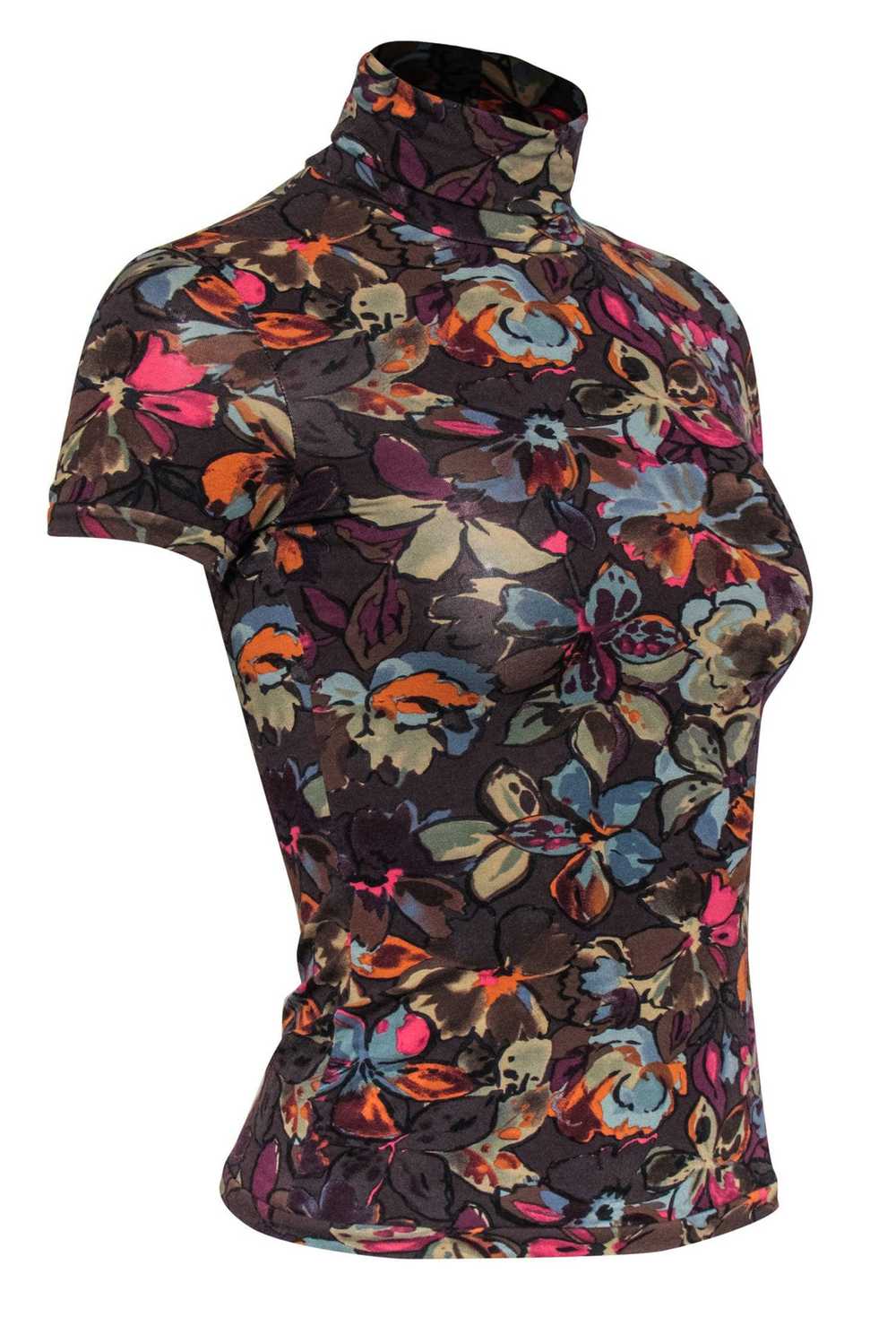 Etro - Dark Brown & Multicolor Floral Print Short… - image 2