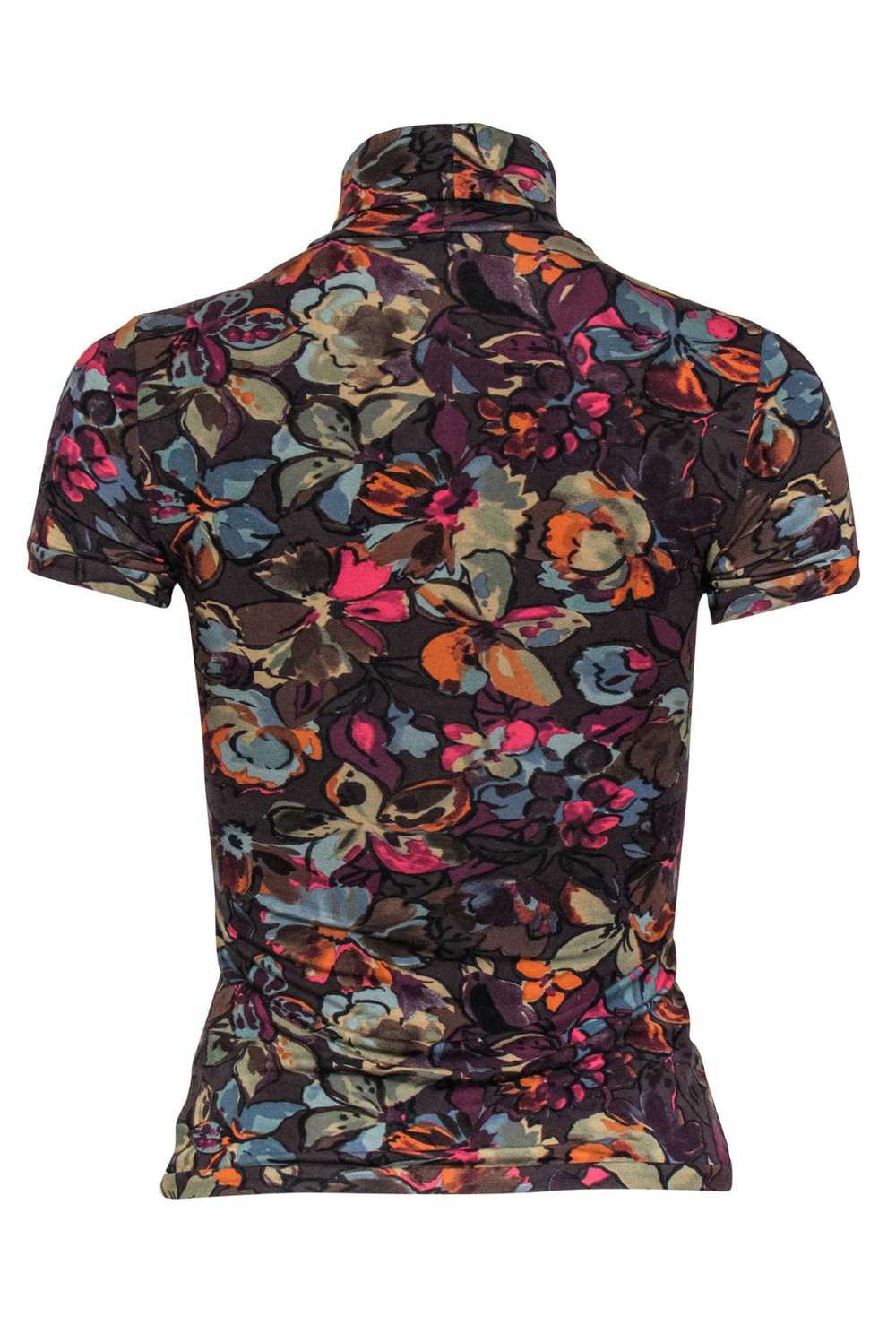 Etro - Dark Brown & Multicolor Floral Print Short… - image 3