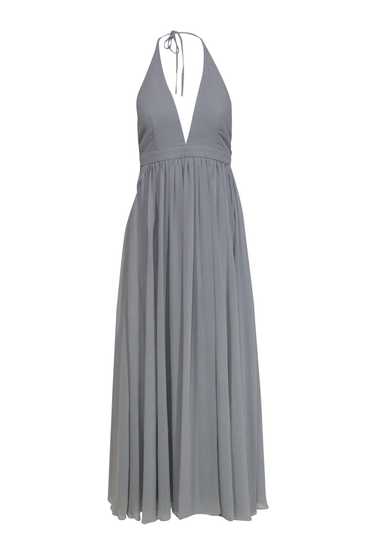 Fame and Partners - Light Grey Halter Gown w/ Mesh