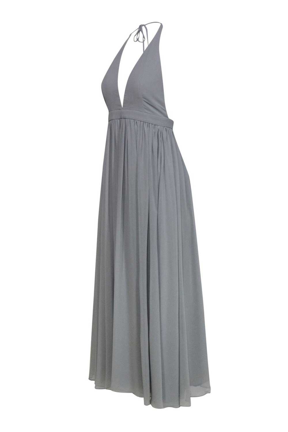 Fame and Partners - Light Grey Halter Gown w/ Mes… - image 2