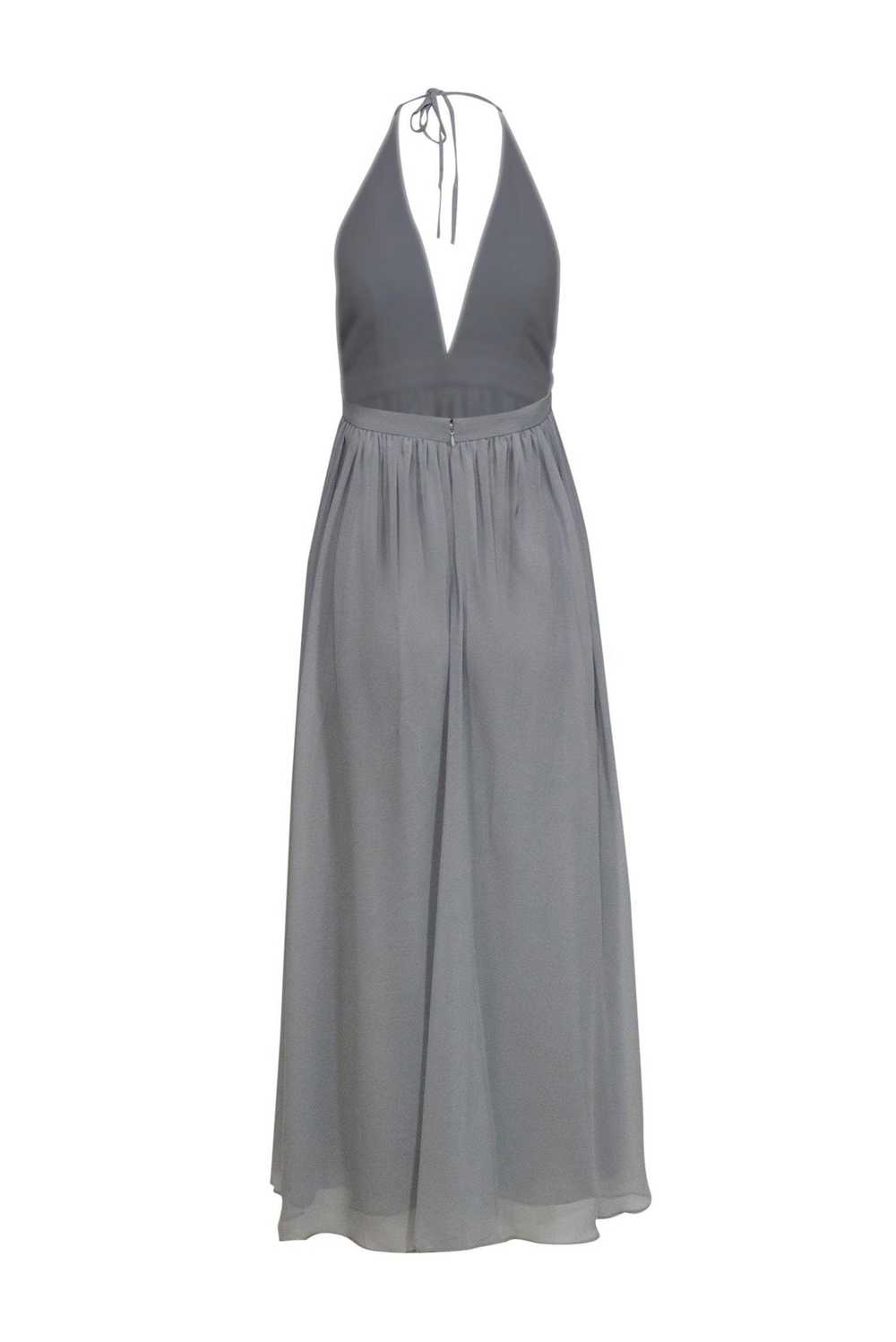 Fame and Partners - Light Grey Halter Gown w/ Mes… - image 3
