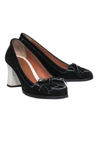 Fendi - Black Suede Loafer-Style Block Heels Sz 8